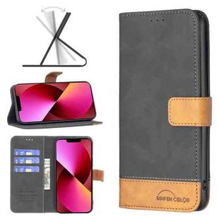For iPhone 13 BF11 Color Matching Skin Feel Leather Phone Case For iPhone 8 Plus / 7 Plus(Black)