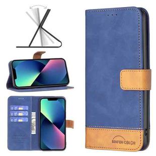 For iPhone 13 mini BF11 Color Matching Skin Feel Leather Phone Case (Blue)