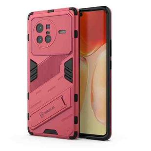 For vivo X80 Punk Armor PC + TPU Phone Case with Holder(Light Red)