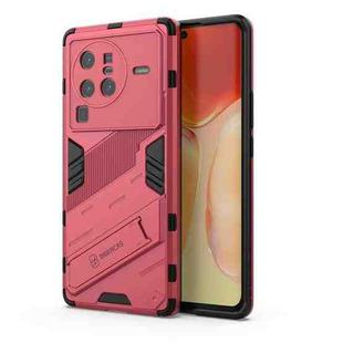 For vivo X80 Pro Punk Armor PC + TPU Phone Case with Holder(Light Red)