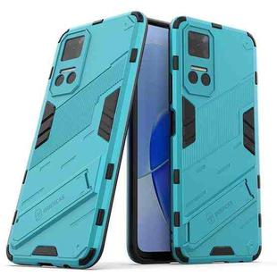 For Honor Play6T Punk Armor PC + TPU Phone Case with Holder(Blue)