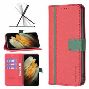For Samsung Galaxy S21 Ultra 5G BF13 Color Matching Cross Texture Leather Phone Case(Red)