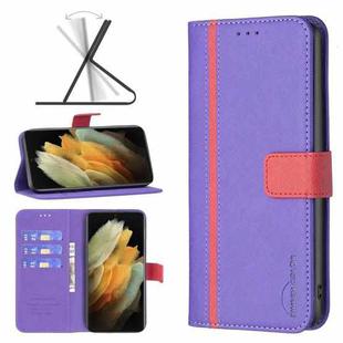 For Samsung Galaxy S21 Ultra 5G BF13 Color Matching Cross Texture Leather Phone Case(Purple)