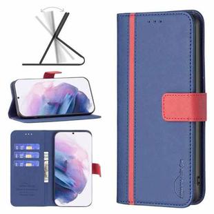 For Samsung Galaxy S21+ 5G BF13 Color Matching Cross Texture Leather Phone Case(Blue)