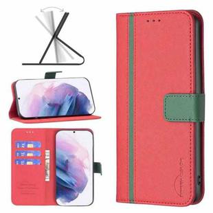 For Samsung Galaxy S21+ 5G BF13 Color Matching Cross Texture Leather Phone Case(Red)