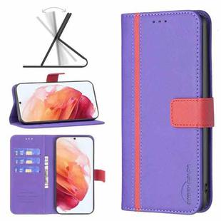 For Samsung Galaxy S21 5G BF13 Color Matching Cross Texture Leather Phone Case(Purple)