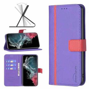 For Samsung Galaxy S22 Ultra 5G BF13 Color Matching Cross Texture Leather Phone Case(Purple)