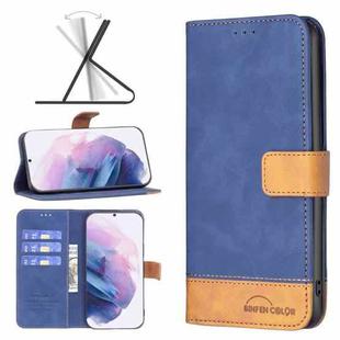 For Samsung Galaxy S21+ 5G BF11 Color Matching Skin Feel Leather Phone Case(Blue)