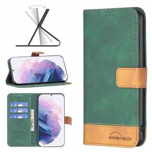 For Samsung Galaxy S21+ 5G BF11 Color Matching Skin Feel Leather Phone Case(Green)