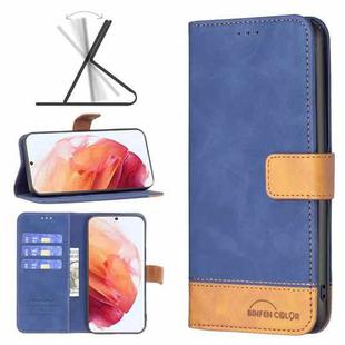 For Samsung Galaxy S21 5G BF11 Color Matching Skin Feel Leather Phone Case(Blue)