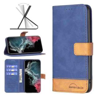 For Samsung Galaxy S22 Ultra 5G BF11 Color Matching Skin Feel Leather Phone Case(Blue)