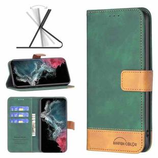 For Samsung Galaxy S22 Ultra 5G BF11 Color Matching Skin Feel Leather Phone Case(Green)