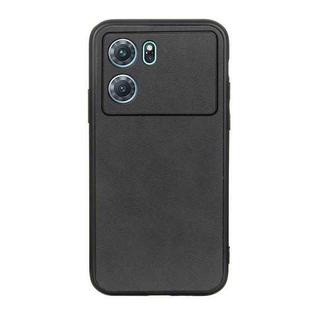 For OPPO K10 5G Accurate Hole Two-color Calf Texture PU Phone Case(Black)