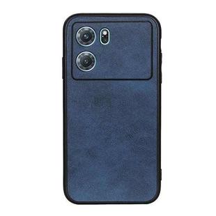 For OPPO K10 5G Accurate Hole Two-color Calf Texture PU Phone Case(Blue)