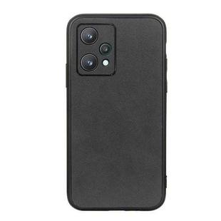 For OPPO Realme 9 Pro Accurate Hole Two-color Calf Texture PU Phone Case(Black)