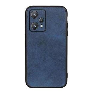 For OPPO Realme 9 Pro Accurate Hole Two-color Calf Texture PU Phone Case(Blue)