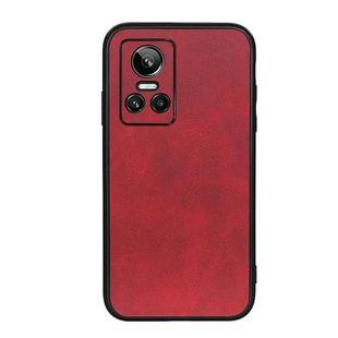 For OPPO Realme GT Neo 3 Accurate Hole Two-color Calf Texture PU Phone Case(Red)