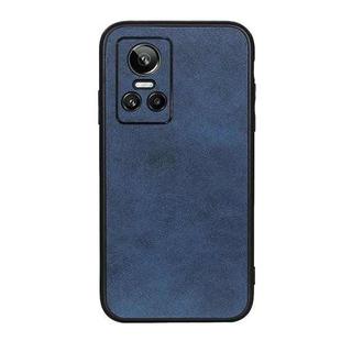 For OPPO Realme GT Neo 3 Accurate Hole Two-color Calf Texture PU Phone Case(Blue)