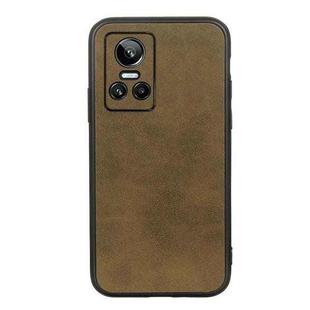 For OPPO Realme GT Neo 3 Accurate Hole Two-color Calf Texture PU Phone Case(Green)