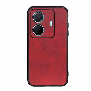 For vivo S15e Accurate Hole Two-color Calf Texture PU Phone Case(Red)