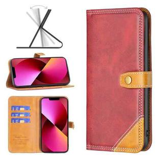 For iPhone 13 Color Matching Double Sewing Thread Leather Case mini(Red)