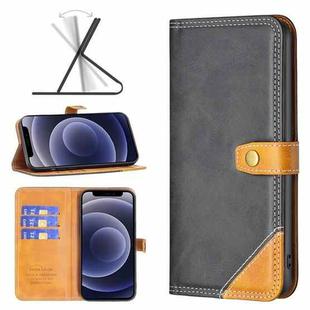For iPhone 12 mini Color Matching Double Sewing Thread Leather Case (Black)