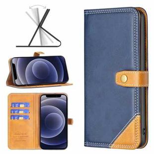 For iPhone 12 mini Color Matching Double Sewing Thread Leather Case (Blue)