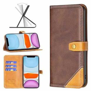 For iPhone 11 Color Matching Double Sewing Thread Leather Case (Brown)