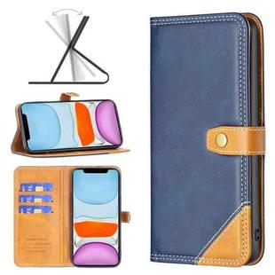 For iPhone 11 Color Matching Double Sewing Thread Leather Case (Blue)