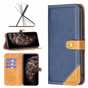 For iPhone 11 Pro Max Color Matching Double Sewing Thread Leather Case (Blue)