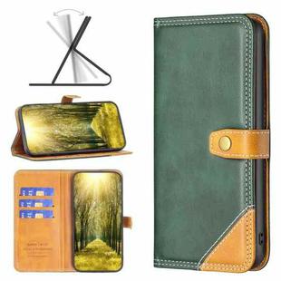 For iPhone X / XS Color Matching Double Sewing Thread Leather Case(Green)