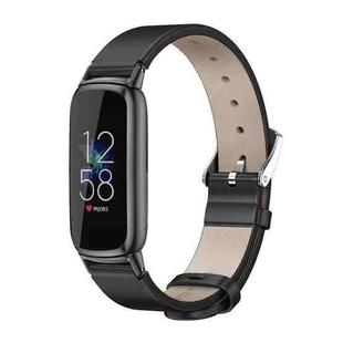 For Fitbit Luxe Mijobs Genuine Leather Watch Band(Black)