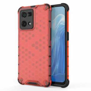 For OPPO Reno7 4G Shockproof Honeycomb PC + TPU Phone Case(Red)