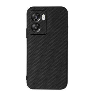 For OPPO A57 5G Accurate Hole Carbon Fiber Texture PU Phone Case(Black)