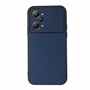 For OPPO K10 Pro 5G Accurate Hole Carbon Fiber Texture PU Phone Case(Blue)