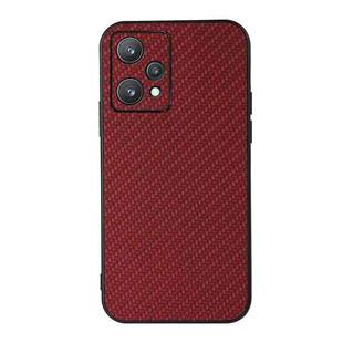 For OPPO Realme 9 Pro Accurate Hole Carbon Fiber Texture PU Phone Case(Red)