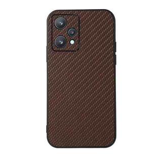 For OPPO Realme 9 Pro Accurate Hole Carbon Fiber Texture PU Phone Case(Brown)