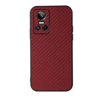 For OPPO Realme GT Neo 3 Accurate Hole Carbon Fiber Texture PU Phone Case(Red)