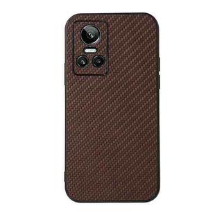 For OPPO Realme GT Neo 3 Accurate Hole Carbon Fiber Texture PU Phone Case(Brown)