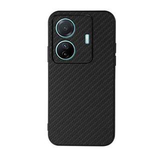 For vivo S15e Accurate Hole Carbon Fiber Texture PU Phone Case(Black)