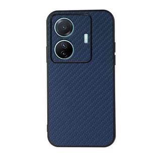 For vivo S15e Accurate Hole Carbon Fiber Texture PU Phone Case(Blue)