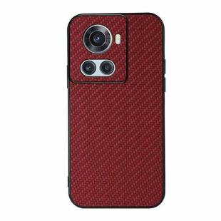 For OnePlus Ace Accurate Hole Carbon Fiber Texture PU Phone Case(Red)