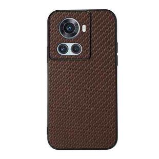 For OnePlus Ace Accurate Hole Carbon Fiber Texture PU Phone Case(Brown)