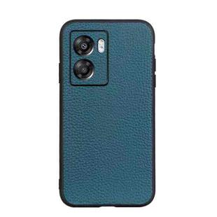 For OPPO A57 5G Accurate Hole Genuine Leather Phone Case(Green)
