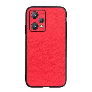 For OPPO Realme 9 Pro Accurate Hole Genuine Leather Phone Case(Red)