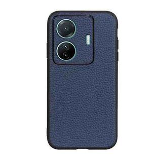 For vivo S15e Accurate Hole Genuine Leather Phone Case(Blue)