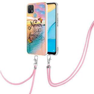 For OPPO A15 / A15s Electroplating IMD TPU Phone Case with Lanyard(Dream Butterfly)
