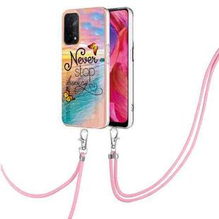 For OPPO A74 5G / A93 5G Electroplating IMD TPU Phone Case with Lanyard(Dream Butterfly)