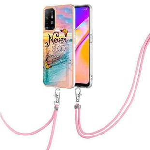 For OPPO A94 5G / A95 5G Electroplating IMD TPU Phone Case with Lanyard(Dream Butterfly)