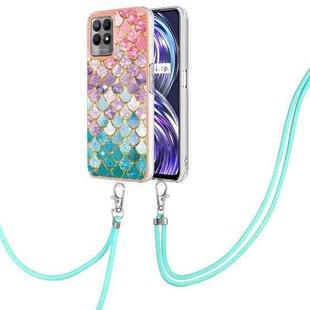 For OPPO Realme 8i Electroplating IMD TPU Phone Case with Lanyard(Colorful Scales)